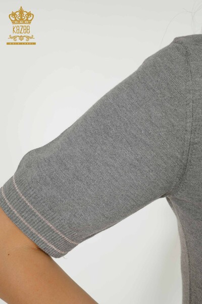 Wholesale Women's Knitwear Sweater - Basic - Gray - 30110 | KAZEE - Thumbnail