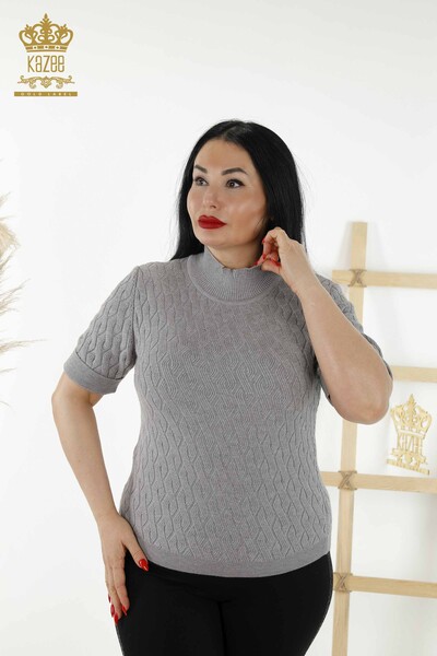 Wholesale Women's Knitwear - Basic - Gray - 16181 | KAZEE 