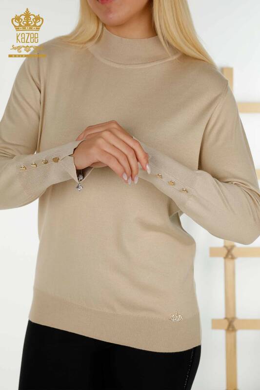 Wholesale Women's Knitwear Sweater Basic Light Beige - 30507 | KAZEE