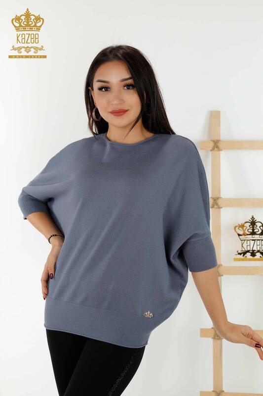 Wholesale Women's Knitwear Sweater - Basic - Light Indigo - 30241 | KAZEE