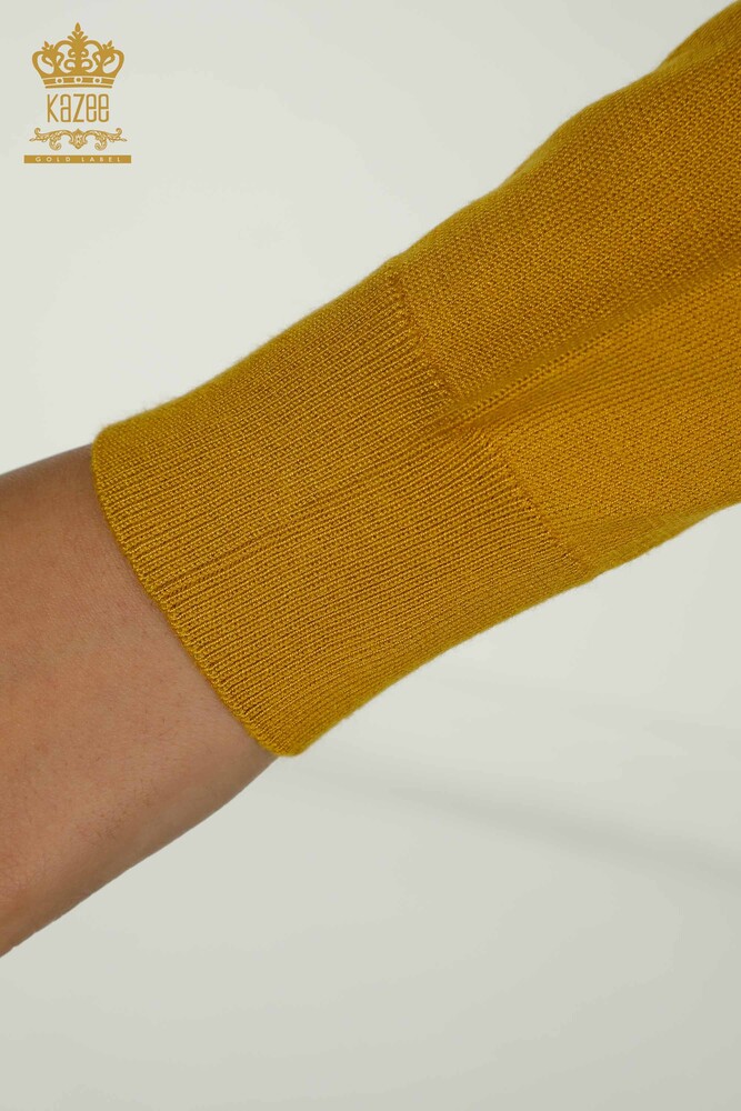 Wholesale Women's Knitwear Sweater Basic Logo Saffron - 11052 | KAZEE - 5
