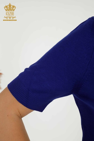 Wholesale Women's Knitwear Sweater Basic Logo Saks - 30254 | KAZEE - Thumbnail