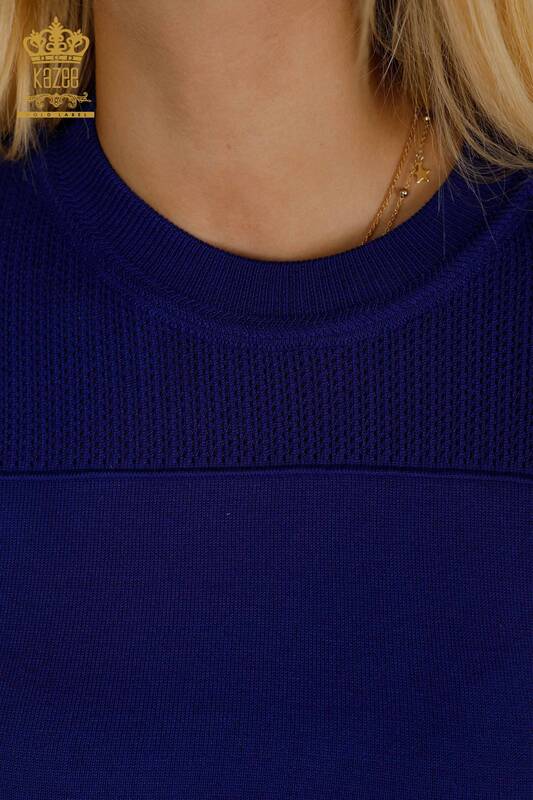 Wholesale Women's Knitwear Sweater Basic with Logo Saks - 30258 | KAZEE