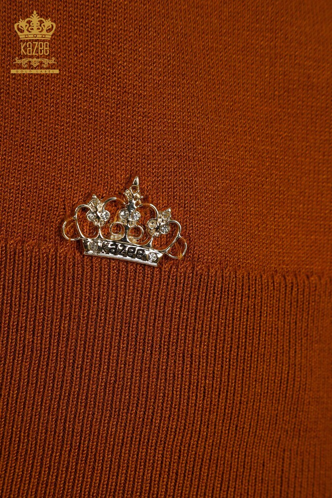 Wholesale Women's Knitwear Sweater Basic Logo Tan - 11052 | KAZEE - 4