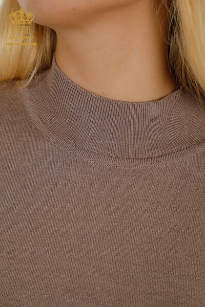Wholesale Women's Knitwear Sweater Basic Mink - 30507 | KAZEE - Thumbnail