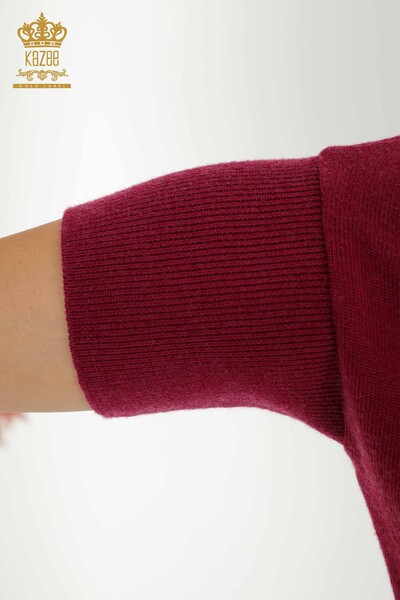Wholesale Women's Knitwear Sweater - Basic - Plum - 30241 | KAZEE - Thumbnail