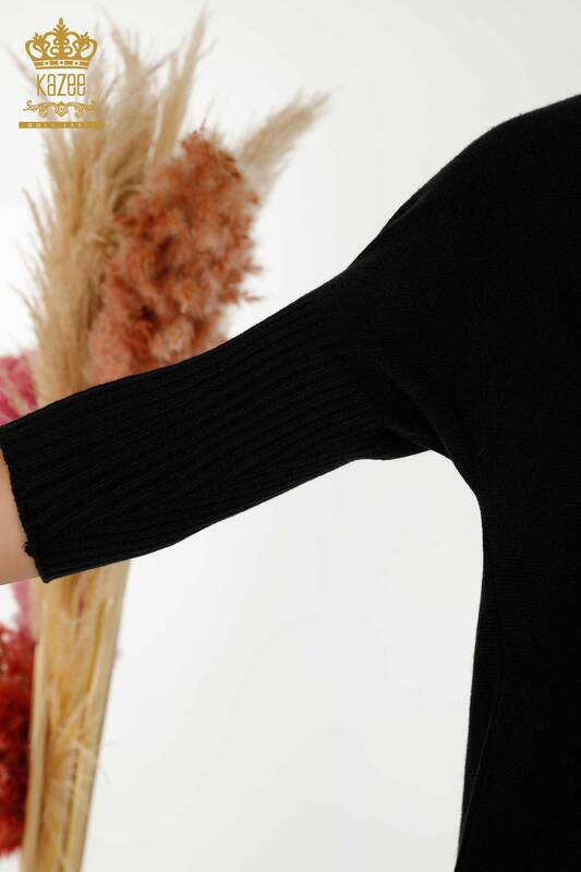 Wholesale Women's Knitwear Sweater - Basic - Pocket - Black - 30237 | KAZEE