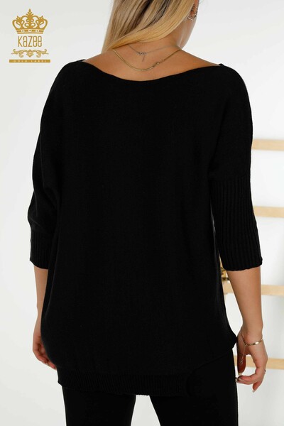 Wholesale Women's Knitwear Sweater - Basic - Pocket - Black - 30237 | KAZEE - Thumbnail