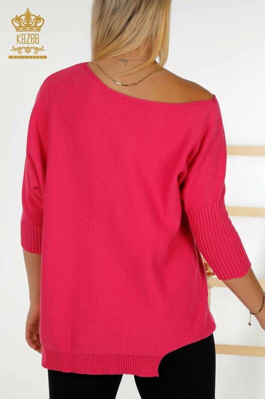Wholesale Women's Knitwear Sweater - Basic - Pockets - Fuchsia - 30237 | KAZEE