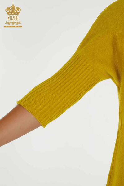 Wholesale Women's Knitwear Sweater - Basic - Pocket - Mustard - 30237 | KAZEE - Thumbnail