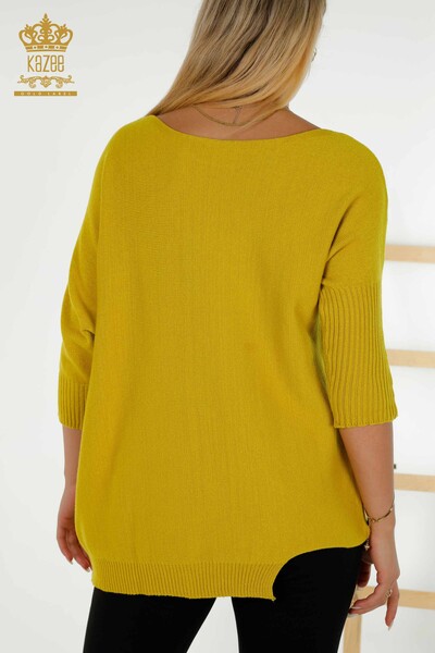 Wholesale Women's Knitwear Sweater - Basic - Pocket - Mustard - 30237 | KAZEE - Thumbnail