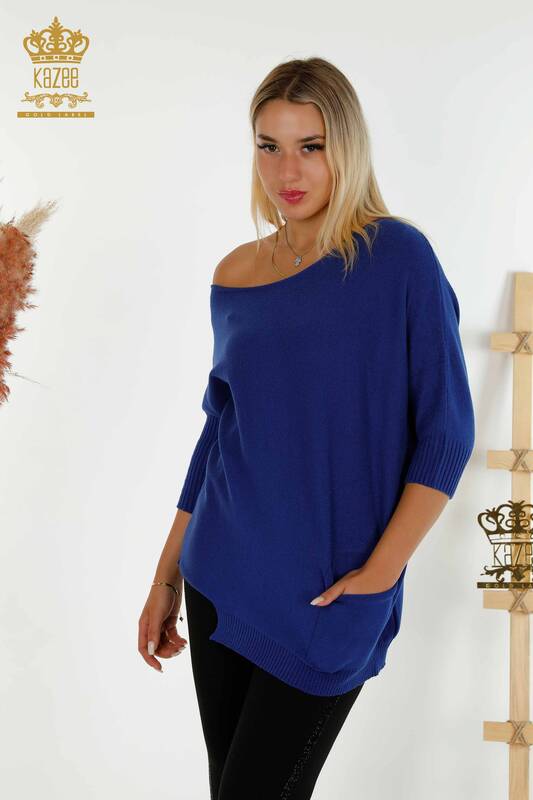 Wholesale Women's Knitwear Sweater - Basic - Pockets - Saks - 30237 | KAZEE