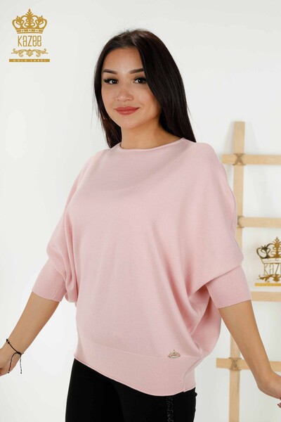 Wholesale Women's Knitwear Sweater - Basic - Powder - 30241 | KAZEE - Thumbnail