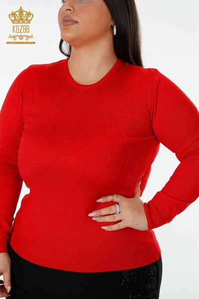 Wholesale Women's Knitwear Sweater Basic Red - 15317 | KAZEE - Thumbnail