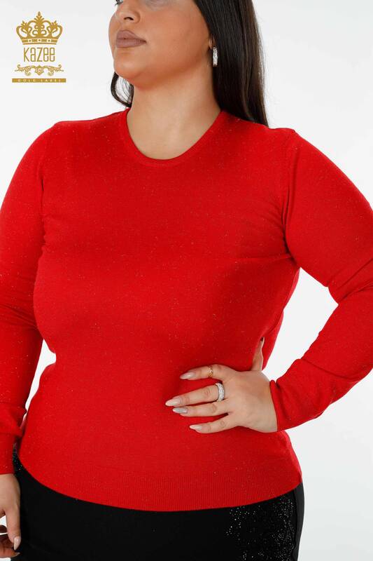 Wholesale Women's Knitwear Sweater Basic Red - 15317 | KAZEE