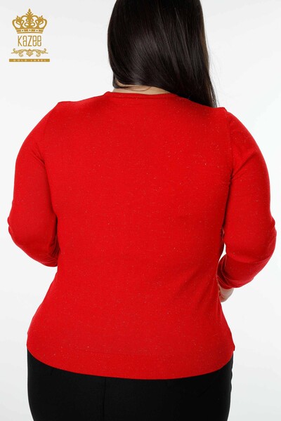 Wholesale Women's Knitwear Sweater Basic Red - 15317 | KAZEE - Thumbnail