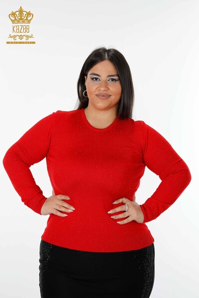 Wholesale Women's Knitwear Sweater Basic Red - 15317 | KAZEE - Kazee