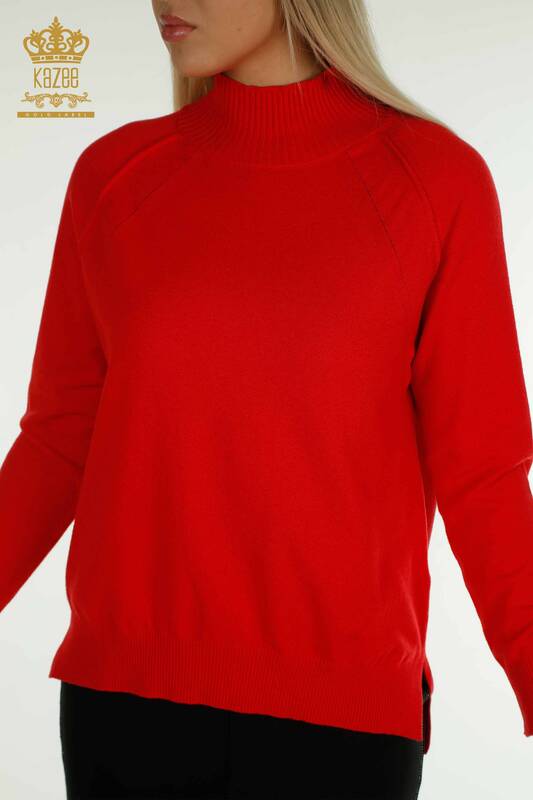 Wholesale Women's Knitwear Sweater Basic Red - 30757 | KAZEE