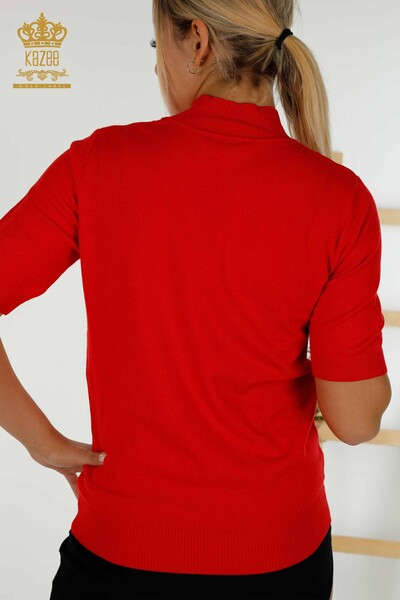 Wholesale Women's Knitwear Sweater Basic Short Sleeve Red - 30334 | KAZEE - Thumbnail