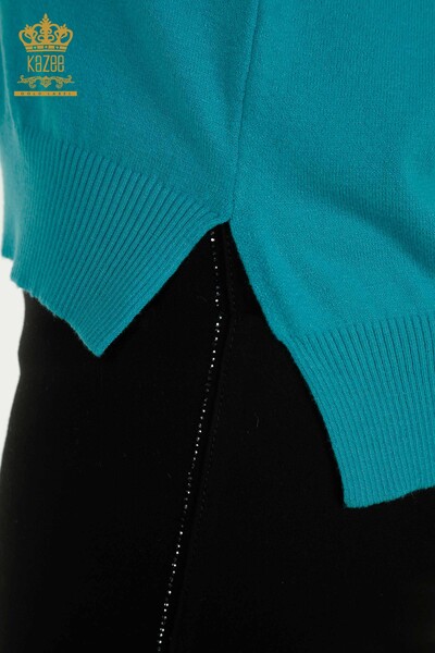 Wholesale Women's Knitwear Sweater Basic Turquoise - 30757 | KAZEE - Thumbnail