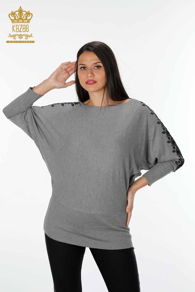 Wholesale Women's Knitwear Sweater Bat Sleeve Gray - 14721 | KAZEE - Thumbnail