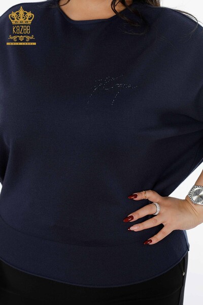 Wholesale Women's Knitwear Sweater Bat Sleeve Kazee Detailed Stone Embroidered - 16739 | KAZEE - Thumbnail