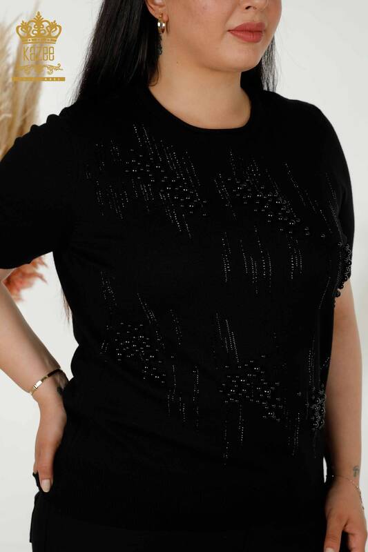 Wholesale Women's Knitwear Sweater - Beads Stone Embroidered - Black - 30117 | KAZEE