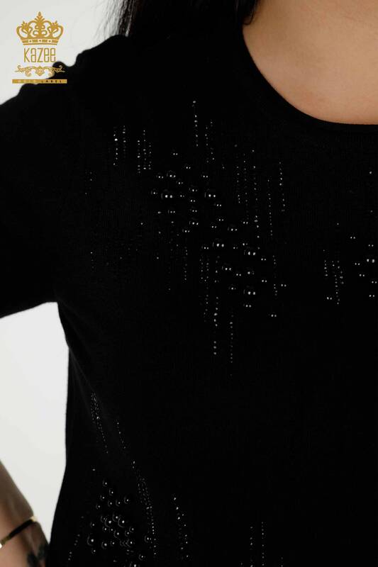 Wholesale Women's Knitwear Sweater - Beads Stone Embroidered - Black - 30117 | KAZEE