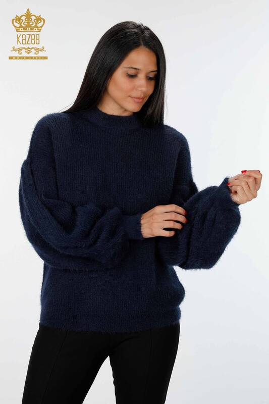 Wholesale Women's Knitwear Sweater Crew Neck Angora Long Sleeve - 19064 | KAZEE