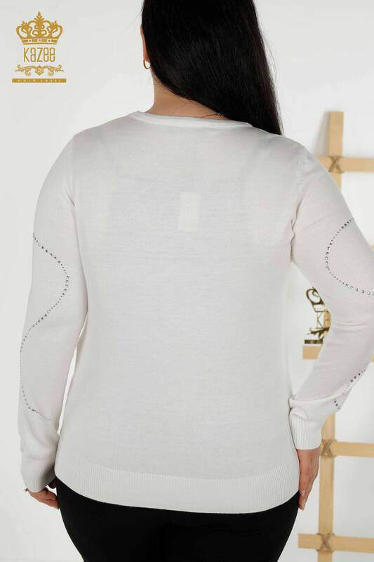 Wholesale Women's Knitwear Sweater - Crew Neck - Ecru - 30157 | KAZEE