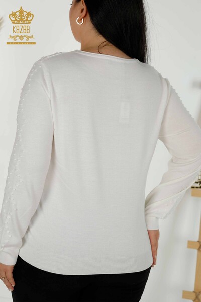 Wholesale Women's Knitwear Sweater Crew Neck Ecru - 30408 | KAZEE - 8