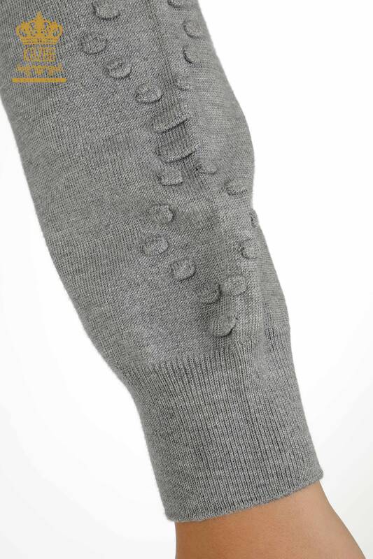Wholesale Women's Knitwear Sweater Crew Neck Gray - 16740 | KAZEE