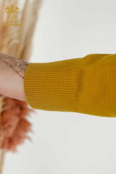 Wholesale Women's Knitwear Sweater - Crew Neck - Mustard - 30157 | KAZEE - Thumbnail