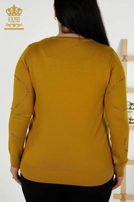 Wholesale Women's Knitwear Sweater - Crew Neck - Mustard - 30157 | KAZEE
