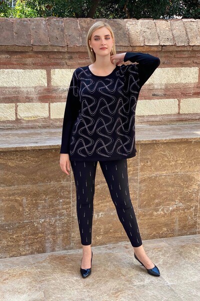 Wholesale Women's Knitwear Sweater Crew Neck Patterned - 16469 | KAZEE - Thumbnail