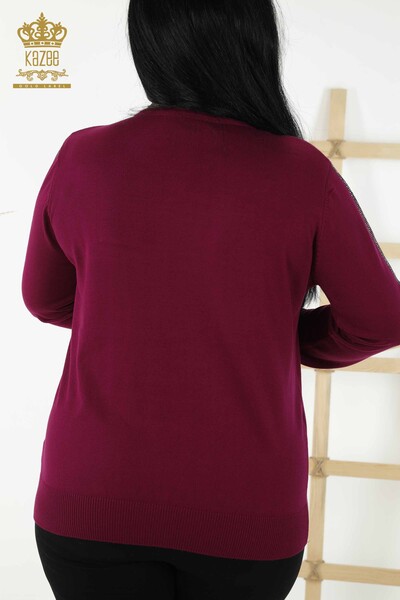 Wholesale Women's Knitwear Sweater - Crew Neck - Purple - 30159 | KAZEE - Thumbnail