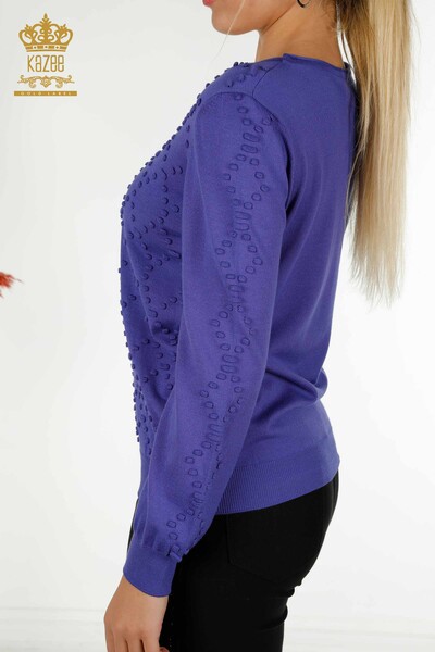 Wholesale Women's Knitwear Sweater Crew Neck Violet - 16740 | KAZEE - Thumbnail