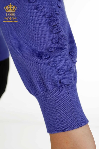 Wholesale Women's Knitwear Sweater Crew Neck Violet - 16740 | KAZEE - Thumbnail