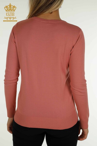 Wholesale Women's Knitwear Sweater Dusty Rose with Bird Embroidery - 30401 | KAZEE - 8