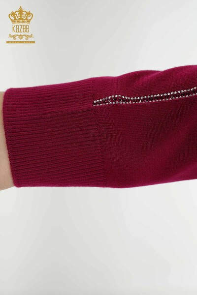 Wholesale Women's Knitwear Sweater Bird Patterned Purple - 16459 | KAZEE - 7