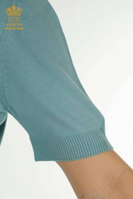 Wholesale Women's Knitwear Sweater Bird Patterned Mint - 30456 | KAZEE