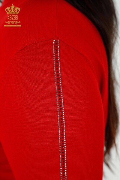 Wholesale Women's Knitwear Sweater Bird Pattern Red - 16459 | KAZEE - Thumbnail