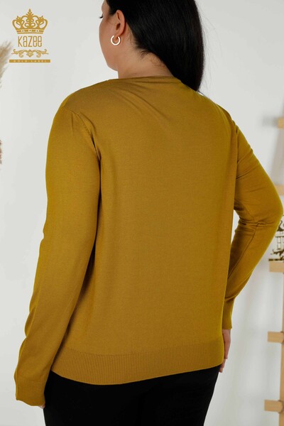 Wholesale Women's Knitwear Sweater Butterfly Patterned Saffron - 16958 | KAZEE - Thumbnail
