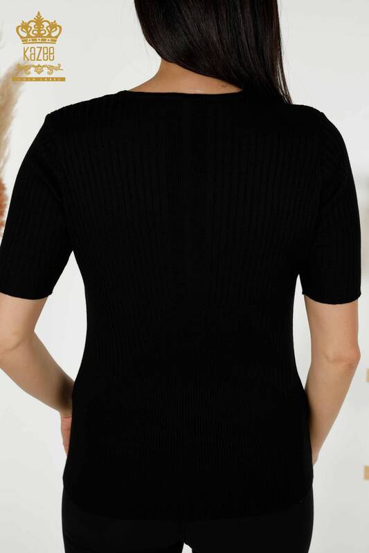 Wholesale Women's Knitwear Sweater - Button Detailed - Black - 30043 | KAZEE