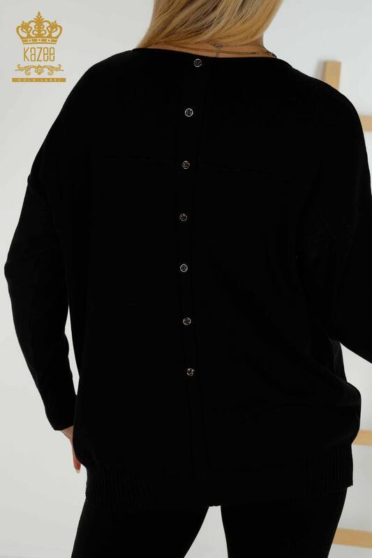 Wholesale Women's Knitwear Sweater Button Detailed Black - 30178 | KAZEE