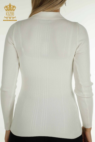 Wholesale Women's Knitwear Sweater Button Detailed Ecru - 30364 | KAZEE - Thumbnail