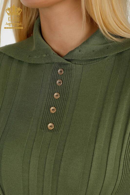 Wholesale Women's Knitwear Sweater Button Detailed Khaki - 30134 | KAZEE