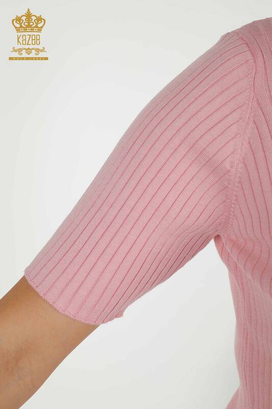 Wholesale Women's Knitwear Sweater - Button Detailed - Pink - 30043 | KAZEE