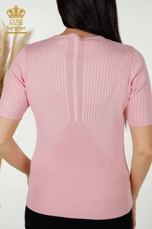 Wholesale Women's Knitwear Sweater - Button Detailed - Pink - 30043 | KAZEE