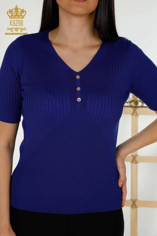 Wholesale Women's Knitwear Sweater - Button Detailed - Saks - 30043 | KAZEE